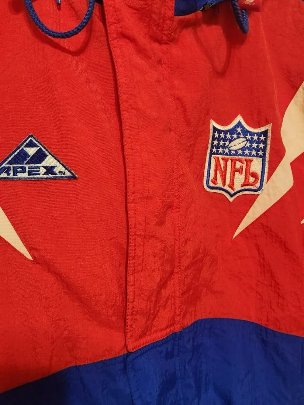 Vintage Apex One NFL Pro Line Hooded Jacket Men’s L Red Blue 90s